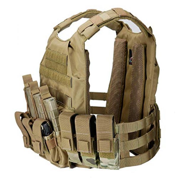Sert Tactical Pouch 6 Sert Double Pistol Magazine Pouch, Nylon, MOLLE Compatible, Hand-Gun Mag Holder Suitable for Both Single and Double Stack (17,19, 43, 45, 22, 1911) Multitool, Flashlight and Folding Knife