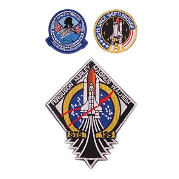 VOZUKO Airsoft Morale Patch 1 VOZUKO Morale Patch USA NASA Astronaut Space 3D Embroidered Flight Space Explorer Research Combination Badge Patch