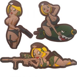 APBVIHL Airsoft Morale Patch 1 Tactical Military Morale Sexy Girl PVC Patches, Beautiful America's Women Soldiers Wear Bikini Patch with Hook Back Adhesion for DIY Halloween Decorations Backpack Clothes Accessories Bundle 3 Pieces