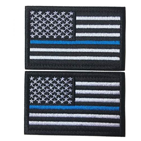 Hng Kiang Hu Airsoft Morale Patch 1 Bundle 2 Pieces-Tactical Police Law Enforcement Thin Blue Line American Flag US United States of America Military Morale Patches (Black-Blue Thin)