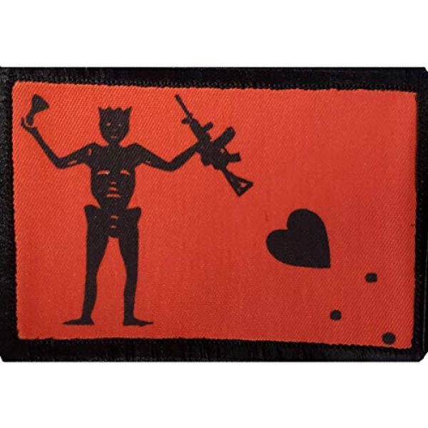 RedheadedTshirts Airsoft Morale Patch 1 RED AR15 Blackbeard Pirate Flag Morale Patch. 2x3" Hook Patch. Redhaededtshirts Made in The USA