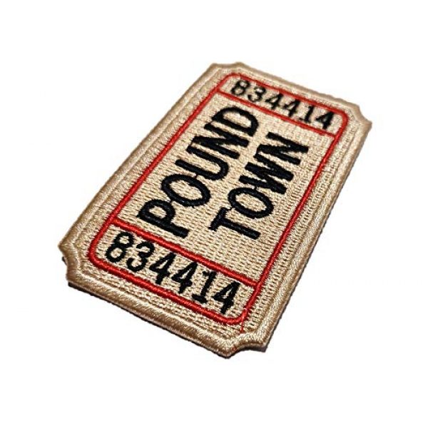 PatchClub Airsoft Morale Patch 3 2 pcs Ticket to Pound Town Patch - Iron On/Sew On - Fully Embroidered, Beige Color - Funny Morale, Tactical, Military Patch - Perfect for Your Tactical Military Army Gear, Backpack, Cap, Vest