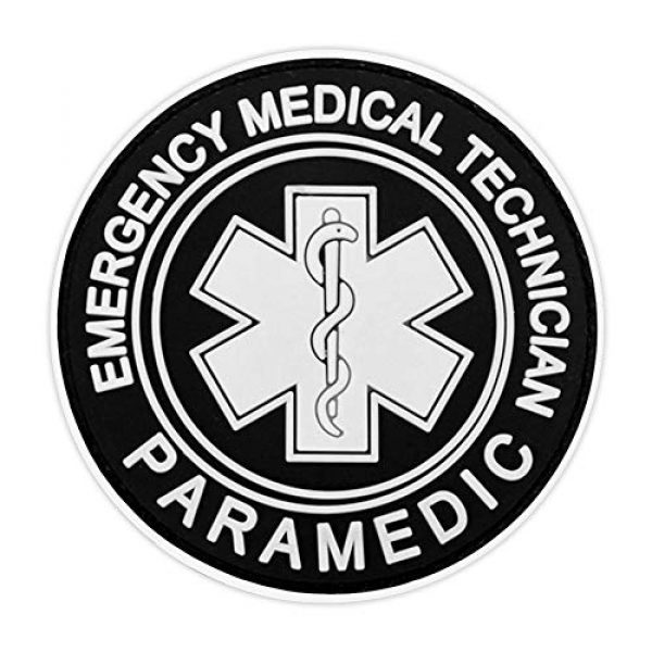 Morton Home Airsoft Morale Patch 1 Morton Home EMT Paramedic Emergency Medical Technician Patch EMT Star of Life Tactical Patch 3D PVC Tactical Morale Badge Rubber Hook and Loop Fastener Patch 3.15 Inch Diameter (White)