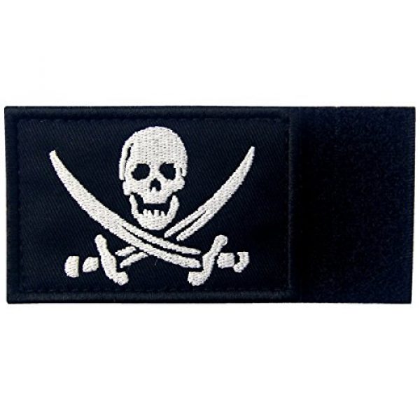 EmbTao Airsoft Morale Patch 5 Pirate Flag Military Morale Fastener Hook & Loop Patch - White & Black
