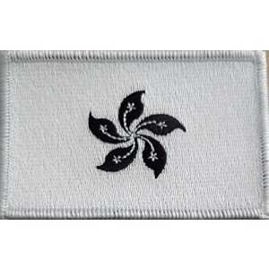 Fast Service Designs Airsoft Morale Patch 2 Hong Kong Flag Embroidered Morale Patch with Hook & Loop Travel Patriotic Shoulder Black & White Version Emblem White Border #8