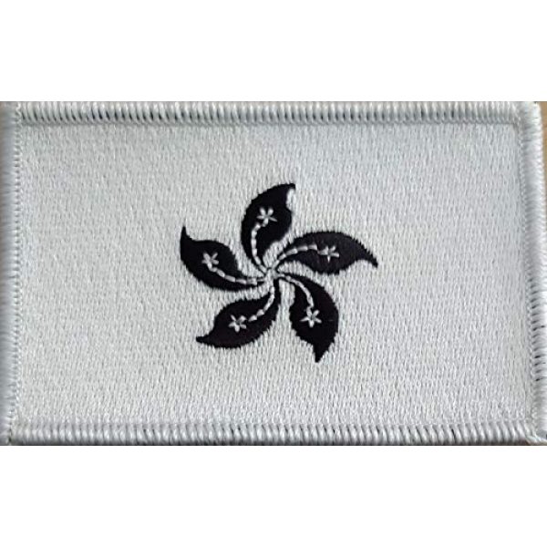 Fast Service Designs Airsoft Morale Patch 2 Hong Kong Flag Embroidered Morale Patch with Hook & Loop Travel Patriotic Shoulder Black & White Version Emblem White Border #8