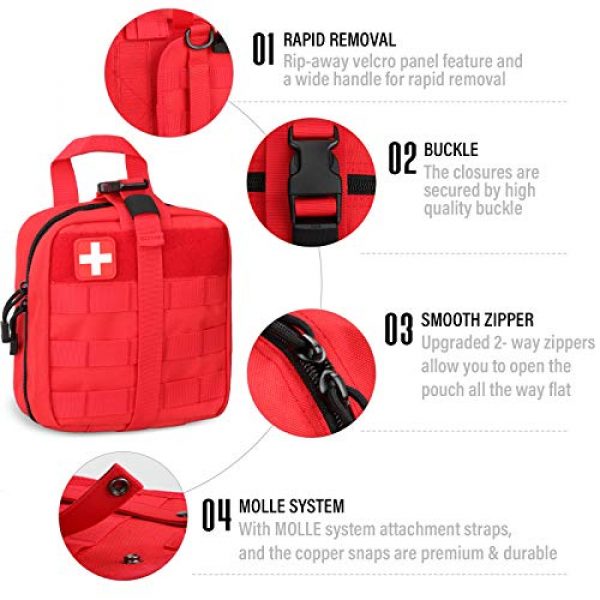 LIVANS Tactical Pouch 5 LIVANS Tactical First Aid Pouch, Molle EMT Pouches Rip-Away Military IFAK Medical Bag Outdoor Emergency Survival Kit Quick Release Design Include Red Cross Patch