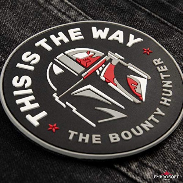 Embrosoft Airsoft Morale Patch 4 Bounty Hunter PVC Patch - This is The Way Mandalorian - Star Wars TV Series Morale Emblem - Hook/Loop Backing - Size: 3.5 x 3.5 inches