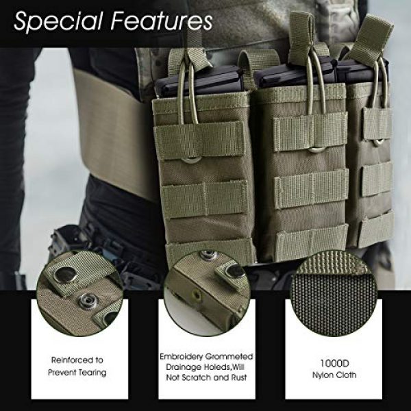 ELVO Tactical Pouch 2 ELVO Tactical Molle Mag Pouch, Open-Top Triple Stacker Magazine Holster Rifle Mags Holder for AR-15 M4 M14 M16 G36 HK416 Magazines