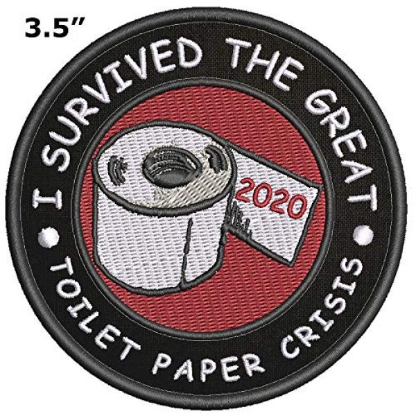 mybrand Airsoft Morale Patch 2 I Survived The Great Toilet Paper Crisis - TP Biohazard Symbol Outbreak Response Team Social Distance 19 Theme Souvenir Embroidered 3.5" Black Patch Iron On or Sew On Biker Emblem Decorative Applique