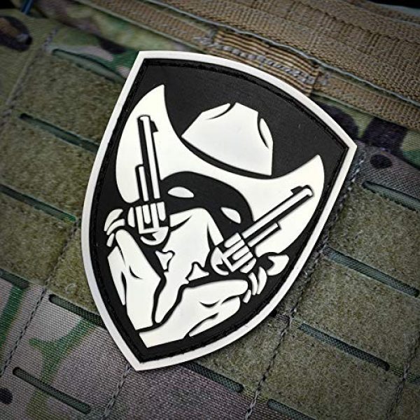 Morton Home Airsoft Morale Patch 3 Morton Home Masked Cowboy Gunfighter Tactical Army Morale Airsoft 3D PVC Patch (White)