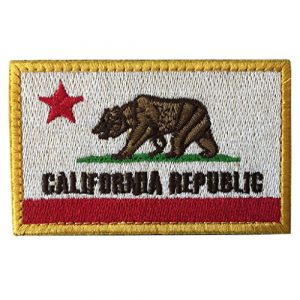 SpaceAuto Airsoft Morale Patch 1 SpaceAuto California Republic State Flag Tactical Morale Patch Red & White Golden Border