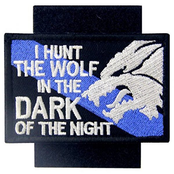 Rocking Planet Airsoft Morale Patch 3 Tactical Patch I Hunt The Wolf Embroidered Sheepdog Applique Army Morale Hook & Loop Emblem, White & Black