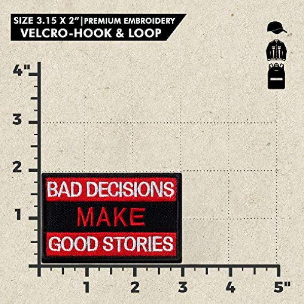 Ebateck Airsoft Morale Patch 2 Ebateck Bad Decisions Make Good Stories Patch, 2 Pack, Embroidered Morale Patches Tactical Funny for Hat Backpack Jackets (Applique Fastener Hook - Loop), Red & Black Color