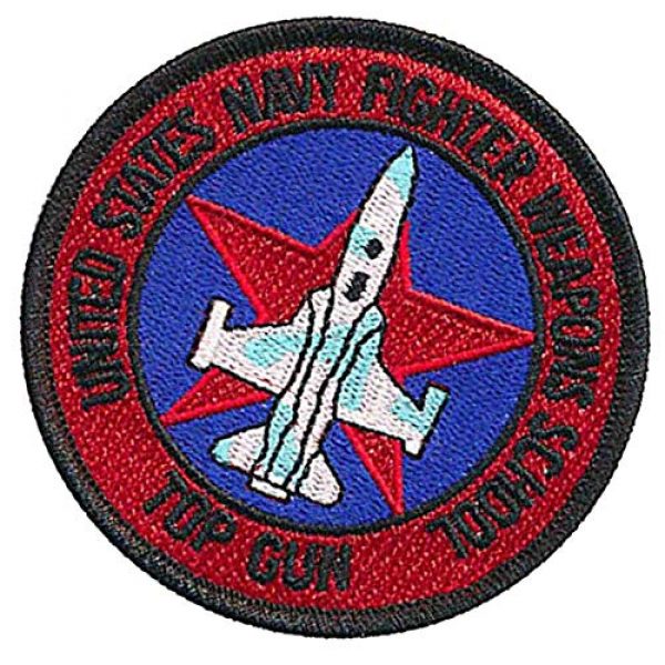 ODSP Airsoft Morale Patch 4 2PCS Top Gun Patches United State Navy Personalized Military Tactical Morale Embroidered Patches School Name Applique Badge with Hook&Loop Fastener Backing 3.15 Inch Diameter