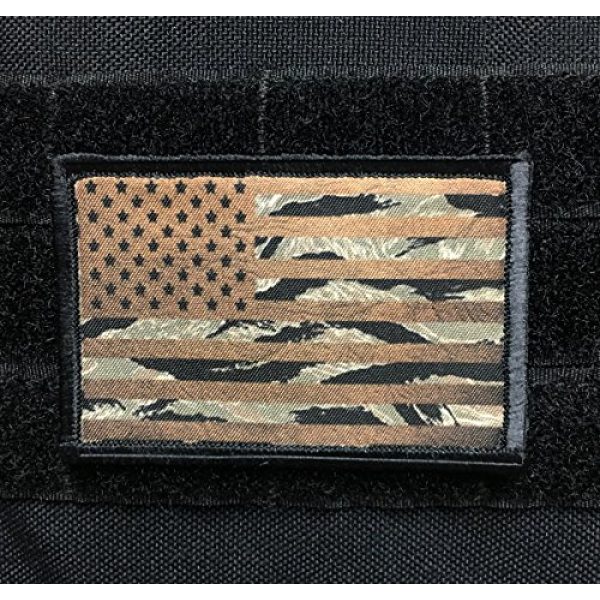 RedheadedTshirts Airsoft Morale Patch 2 Brown/Tiger Stripe USA Flag Morale Patch. 2x3" Hook Patch. Made in The USA