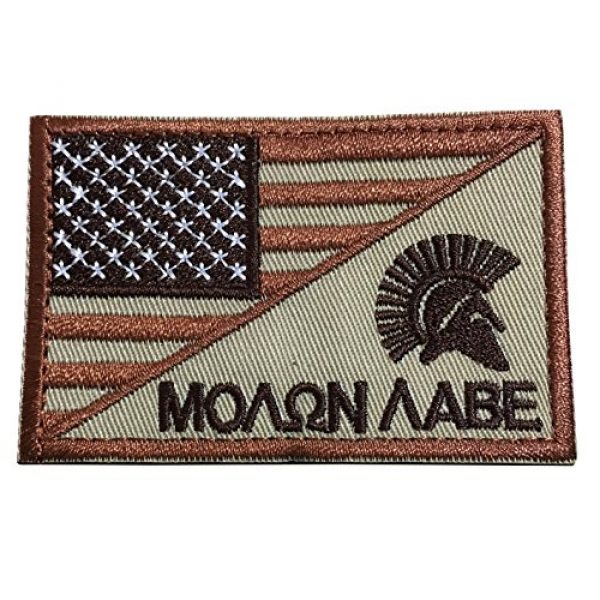 TrendyLuz USA Airsoft Morale Patch 1 TrendyLuz Molon Labe Come and Take It Spartan Head Tactical American USA Flag Patch US Military Embroidered Hook & Loop Patch (Red & Tan)