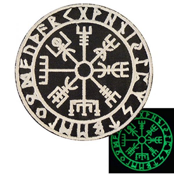 LEGEEON Airsoft Morale Patch 1 LEGEEON Glow Dark Vegvisir Viking Compass Norse Rune Morale Tactical Touch Fastener Patch