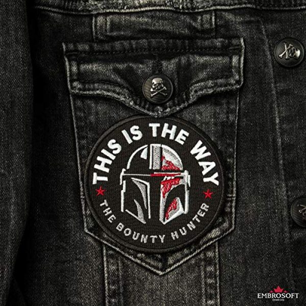 Embrosoft Airsoft Morale Patch 2 Bounty Hunter Round Patch - This is The Way Mandalorian - Star Wars TV Series Morale Emblem - Embroidered Iron On - Size: 3.5 x 3.5 inches
