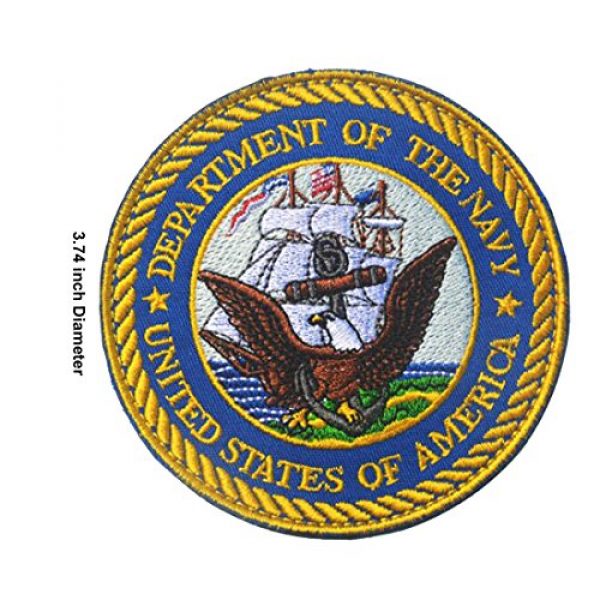 ODSP Airsoft Morale Patch 4 United States of America Department of The Navy Morale Tactical Military Army Embroidered Logo Patch Iron on Tags with Hook and Loop Fasteners Backing for Gear, Backpack,Cap,Vest -3.74" 2PCS (Navy)