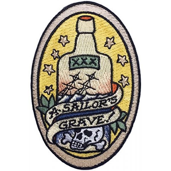 F-Bomb Morale Gear Airsoft Morale Patch 1 A Sailors Grave" Embroidered Morale Patch Based on The Nautical Tattoo