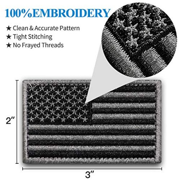 Anley Airsoft Morale Patch 2 Anley Tactical USA Flag Patches Set - 2 Pack (Forward & Reversed) 2"x 3" Black & Gray American Flag Military Uniform Emblem Patch - Loop & Hook Fasteners Attach to Tactical Hats and Gears