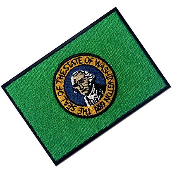 EmbTao Airsoft Morale Patch 3 Washington State Flag Embroidered Emblem Iron On Sew On WA Patch