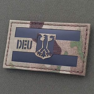 Tactical Freaky Airsoft Morale Patch 1 IR Multicam Deutschland Flagge Adler DEU Germany Flag 2x3.5 IFF Tactical Morale Fastener Patch