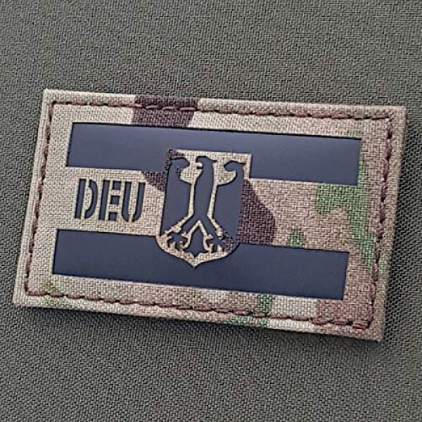 Tactical Freaky Airsoft Morale Patch 1 IR Multicam Deutschland Flagge Adler DEU Germany Flag 2x3.5 IFF Tactical Morale Fastener Patch