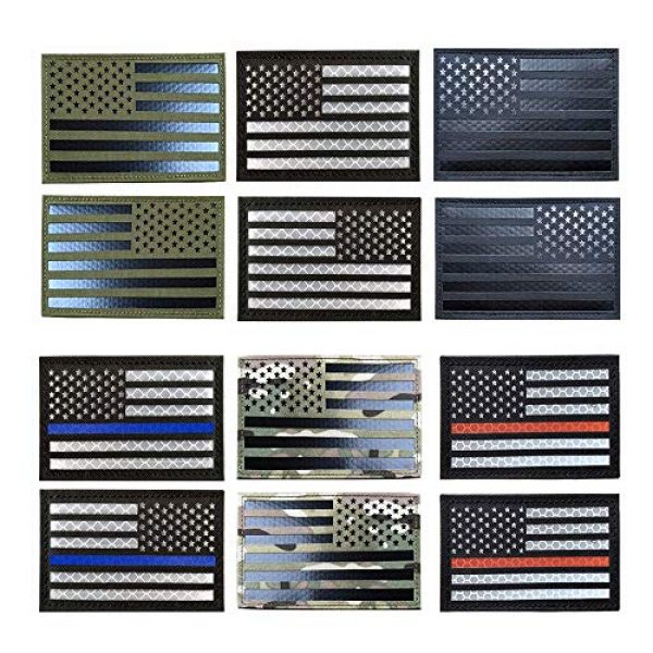 Zhikang68 Airsoft Morale Patch 3 Infrared IR US USA Flag Patch Tactical Military Morale Reflective American Flag Patch Hook and The Loop Fastener Emblem Backing Multicam(Black White (Left))