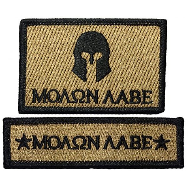 Ranger Return Airsoft Morale Patch 1 Tactical Molon Labe Spartan Morale and Tab Patch - Coyote Tan - by Ranger Return (RR-TACT-MOLN-Labe-ATAB-COYT)
