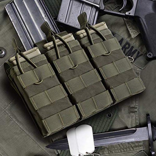 ELVO Tactical Pouch 4 ELVO Tactical Molle Mag Pouch, Open-Top Triple Stacker Magazine Holster Rifle Mags Holder for AR-15 M4 M14 M16 G36 HK416 Magazines