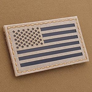 Tactical Freaky Airsoft Morale Patch 1 IR USA American Flag 2x3.5 Desert Sand Tan IFF Tactical Morale Fastener Patch