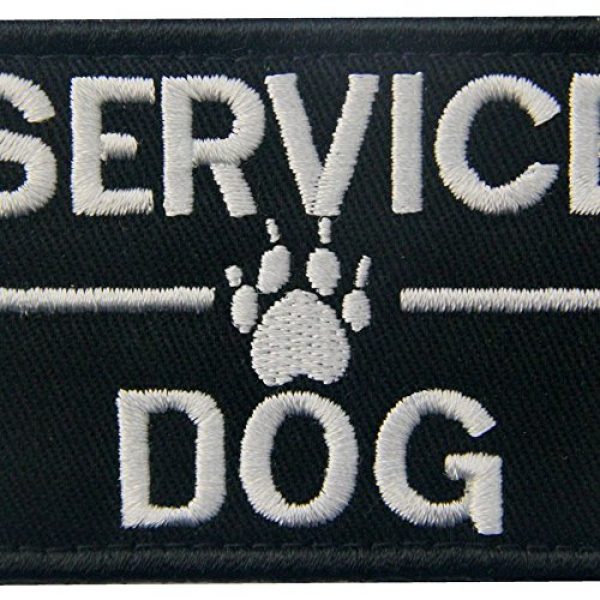 Rocking Planet Airsoft Morale Patch 2 Service Dog with Tracker Paw Embroidered Applique Morale Hook & Loop Patch - White