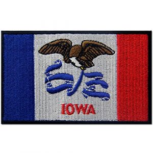 EmbTao Airsoft Morale Patch 1 Iowa State Flag Embroidered Emblem Iron On Sew On IA Patch