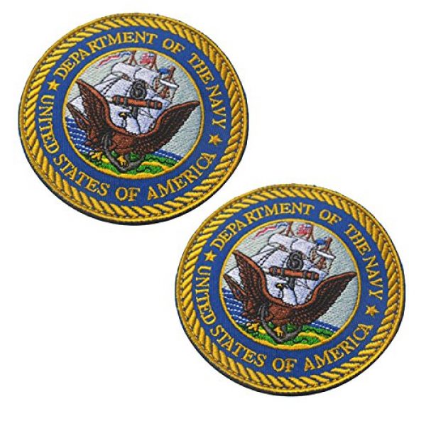 ODSP Airsoft Morale Patch 7 United States of America Department of The Navy Morale Tactical Military Army Embroidered Logo Patch Iron on Tags with Hook and Loop Fasteners Backing for Gear, Backpack,Cap,Vest -3.74" 2PCS (Navy)