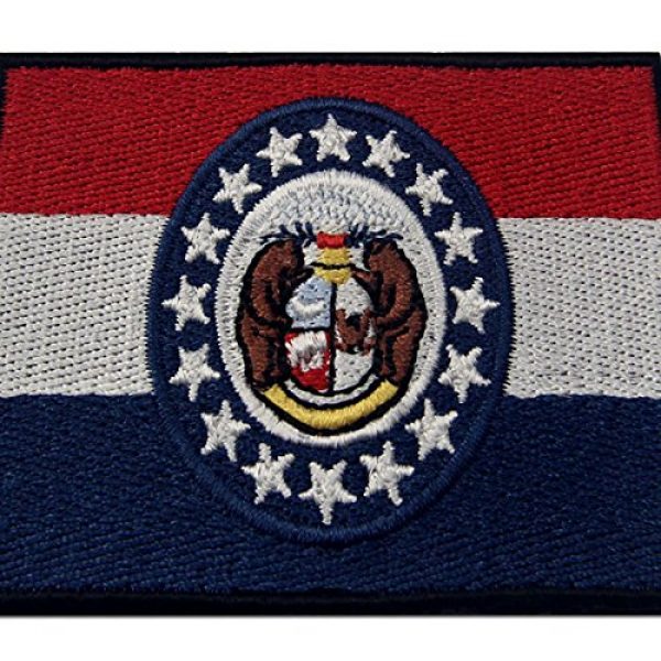EmbTao Airsoft Morale Patch 2 Missouri State Flag Embroidered Emblem Iron On Sew On MO Patch
