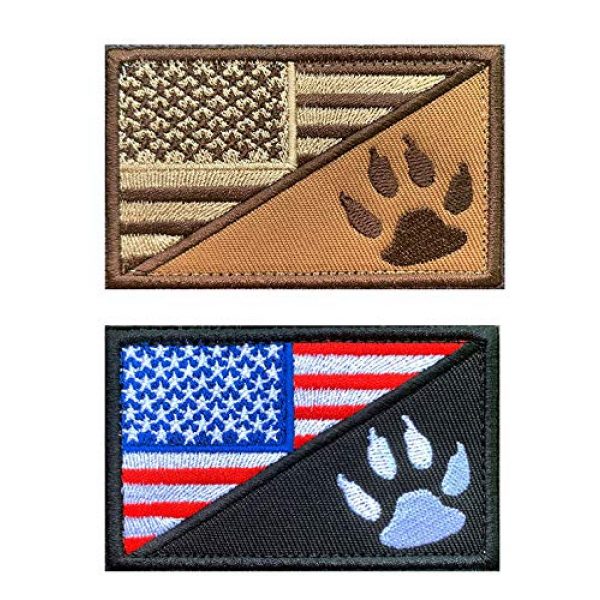 Antrix Airsoft Morale Patch 1 2 Pack Tactical American Flag with Dog Tracker, USA Flag/Dog Paw Patch, Milltary Embroidered Applique Emblem Badge Hook & Loop Patch for Service Dogs