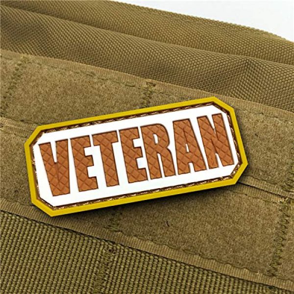 Morton Home Airsoft Morale Patch 3 Morton Home Veteran PVC Hook and Loop Morale Patch Military Combat Armband Clothing Badge for Jackets Jeans Hat Cap (Desert)