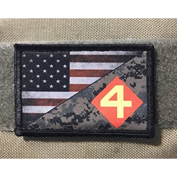 RedheadedTshirts Airsoft Morale Patch 2 USMC 4th Marine Division USA Flag Morale Patch Tactical Military. 2x3" Hook and Loop Made in The USA
