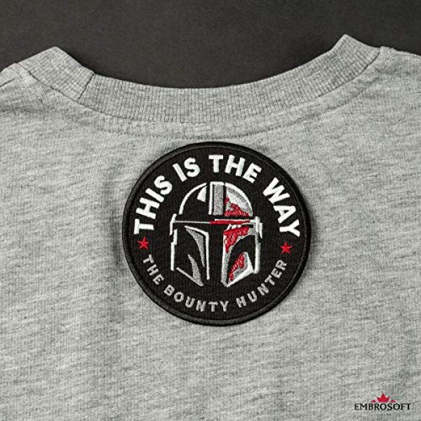 Embrosoft Airsoft Morale Patch 6 Bounty Hunter Round Patch - This is The Way Mandalorian - Star Wars TV Series Morale Emblem - Embroidered Iron On - Size: 3.5 x 3.5 inches