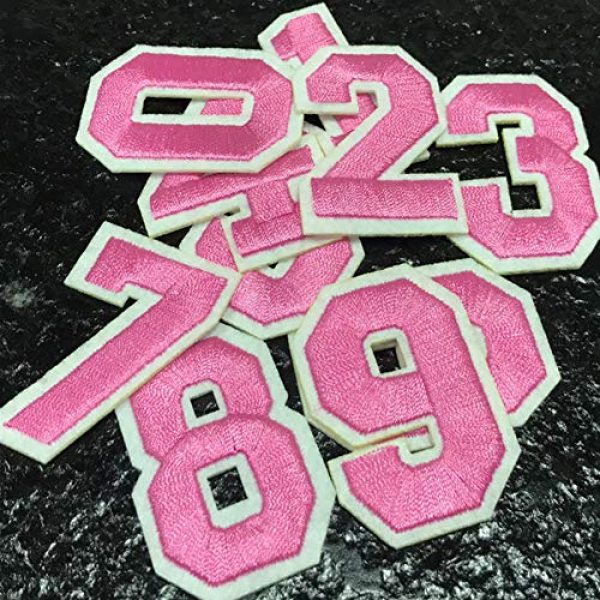 Jacknb Airsoft Morale Patch 3 Iron On Numbers Patches Sew On Applique Patches Pink 0-9 Number Patches Ironed Embroidered Decorative Repair Patches for Clothes Backpack Clothing Shoe Shirt Hat