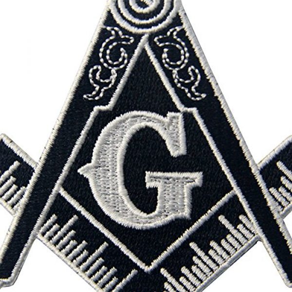 Rocking Planet Airsoft Morale Patch 2 Masonic Logo Emblem Embroidered Freemason Iron On Sew On Patch - White & Black