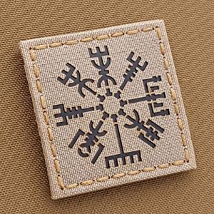 Tactical Freaky Airsoft Morale Patch 1 IR Vegvisir Desert Sand Viking Norse 2x2 Tan Arid IFF Tactical Morale Hook-and-Loop Patch