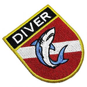 BR44 Airsoft Morale Patch 1 BD0176ET 01 Scuba Shark Diver Flag Embroidered Patch Morale Tactical Shoulder Emblem Iron or Sew