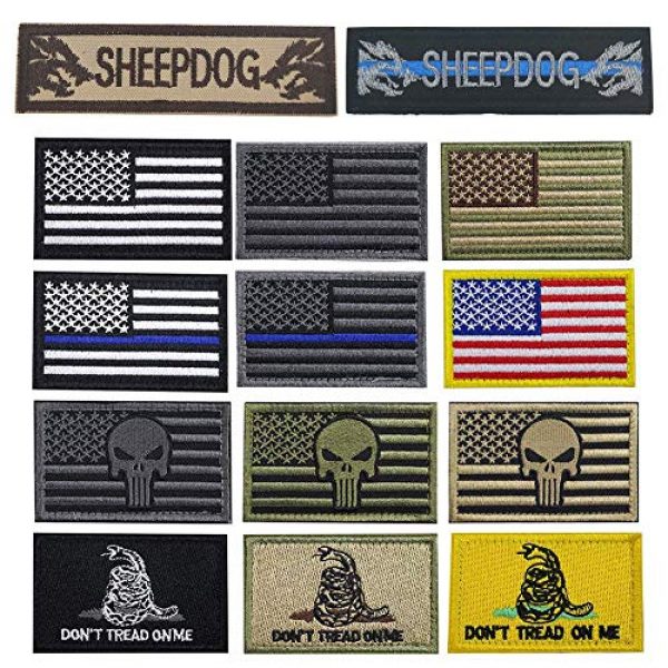 Bonng Airsoft Morale Patch 1 Bundle 14 Packs USA Flag Patches Thin Blue Line Tactical Military Morale Velcro Patch Set Morale Patches Set for Caps,Bags,Backpacks,Tactical Vest,Military Uniforms (color2)