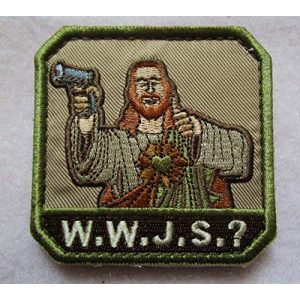 Embroidered Patch Airsoft Morale Patch 1 What Would Jesus Shoot 3D Tactical Patch Military Embroidered Morale Tags Badge Embroidered Patch DIY Applique Shoulder Patch Embroidery Gift Patch