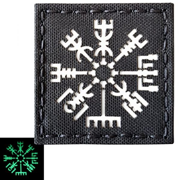 Tactical Freaky Airsoft Morale Patch 4 Glow Dark Vegvisir Viking Norse 2x2 GITD Tactical Morale Fastener Patch