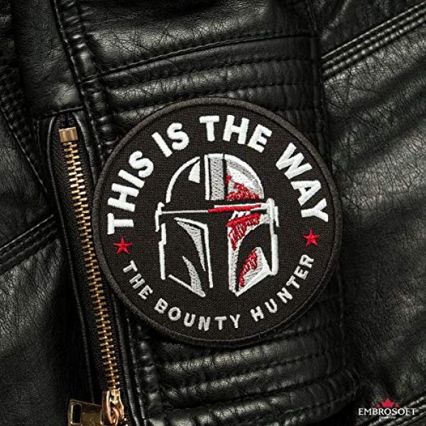 Embrosoft Airsoft Morale Patch 5 Bounty Hunter Round Patch - This is The Way Mandalorian - Star Wars TV Series Morale Emblem - Embroidered Iron On - Size: 3.5 x 3.5 inches