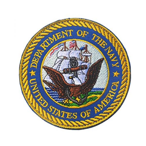 ODSP Airsoft Morale Patch 6 United States of America Department of The Navy Morale Tactical Military Army Embroidered Logo Patch Iron on Tags with Hook and Loop Fasteners Backing for Gear, Backpack,Cap,Vest -3.74" 2PCS (Navy)